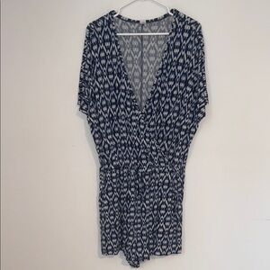Old Navy Blue and White Patterned Jumpsuit